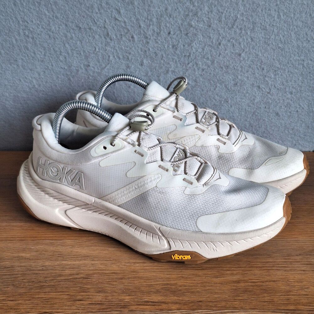HOKA One One Transport Sneakers Women 9 B White Vibram Sole Nylon Walking FLAW